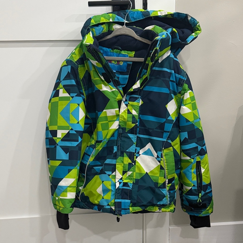 Geometric Patterned Jacket in Blue and Green